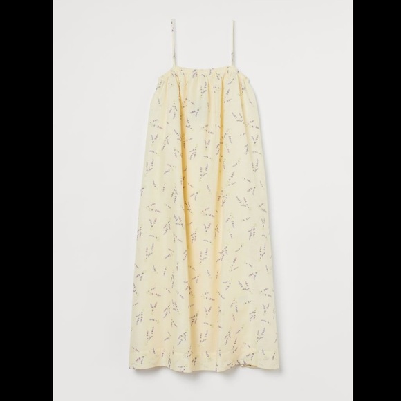 H&M Hand-Painted Wildflower Collection Light Yellow/Lavender Linen-Blend Dress - Picture 5 of 7